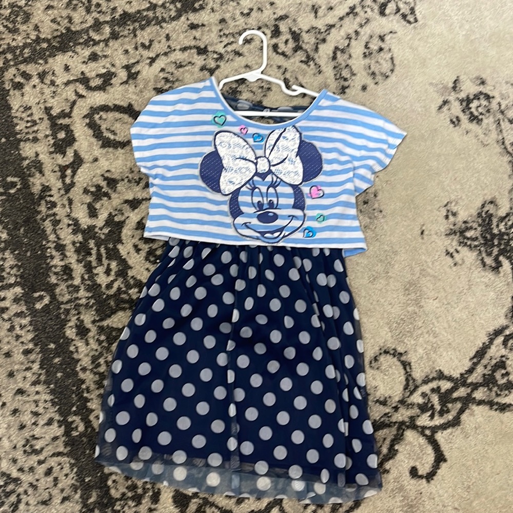 Disney Minnie Mouse short sleeve polka dot dress, size 7/8